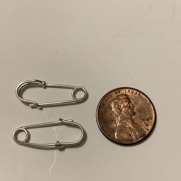 Sterling Silver Safety Pin Earrings, Artisan Crafted - Picture 5 of 6